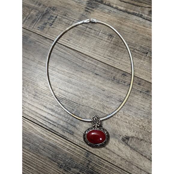 Vintage Jri 925 Silver Red Jasper Pendant On Chain. Box37 - Picture 1 of 4